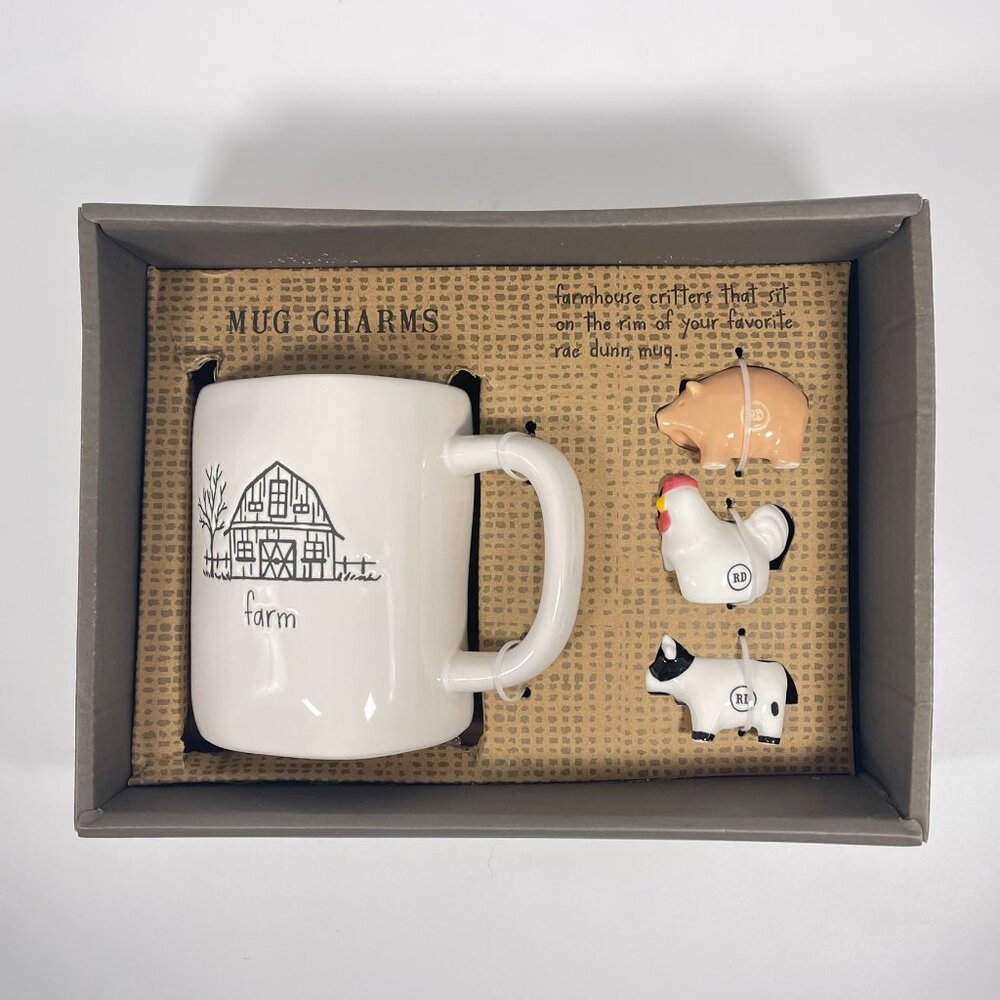 Rae Dunn Farm Mug & Animal Charms Boxed Set New Release 2024 HTF